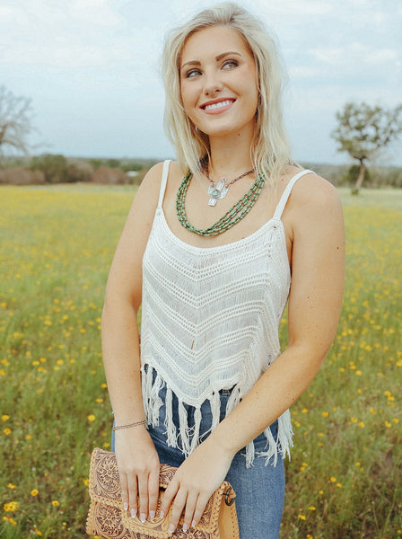 Natural Ladies Crochet Tank Top - BW20T03910 - Blair's Western Wear