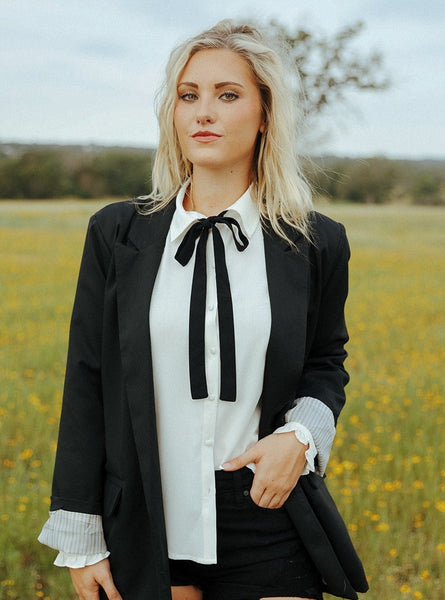 Black Ladies Casual Blazer - HF24C796B - Blair's Western Wear Marble Falls, TX