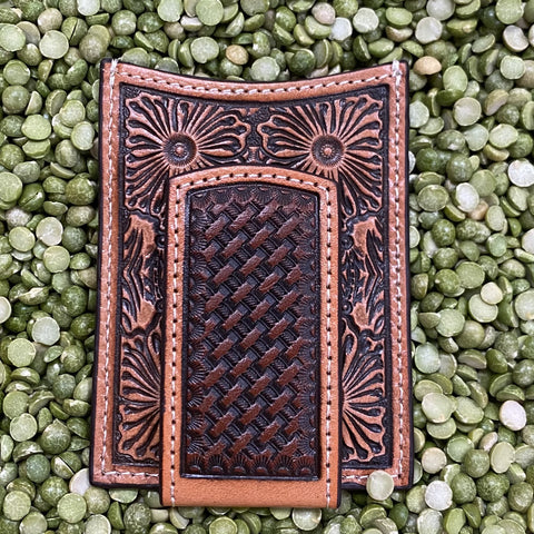 Tan Tooled Leather Ariat Men's Money Clip - A3536208, Blair's Western Wear Marble Falls, TX