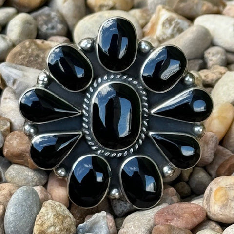 Black Flower Ring - T506OX - BLAIR'S Western Wear located in Marble Falls TX