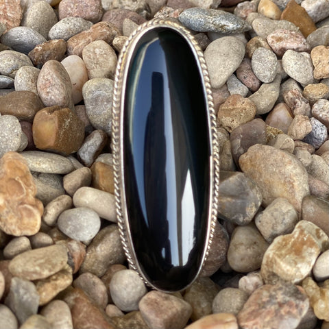 Black Oval Ring -  SWOVSZ7.5 - BLAIR'S Western Wear located in Marble Falls TX 