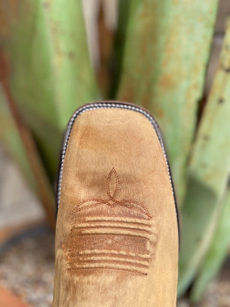 Men's Tan Corral Embroided Square Leather Boot (L5958) - BLAIR'S Western Wear located in Marble Falls TX.