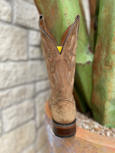 Men's Tan Corral Embroided Square Leather Boot (L5958) - BLAIR'S Western Wear located in Marble Falls TX.