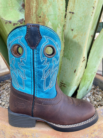 Brown & Turquoise Justin Kid's Boot - JK7524