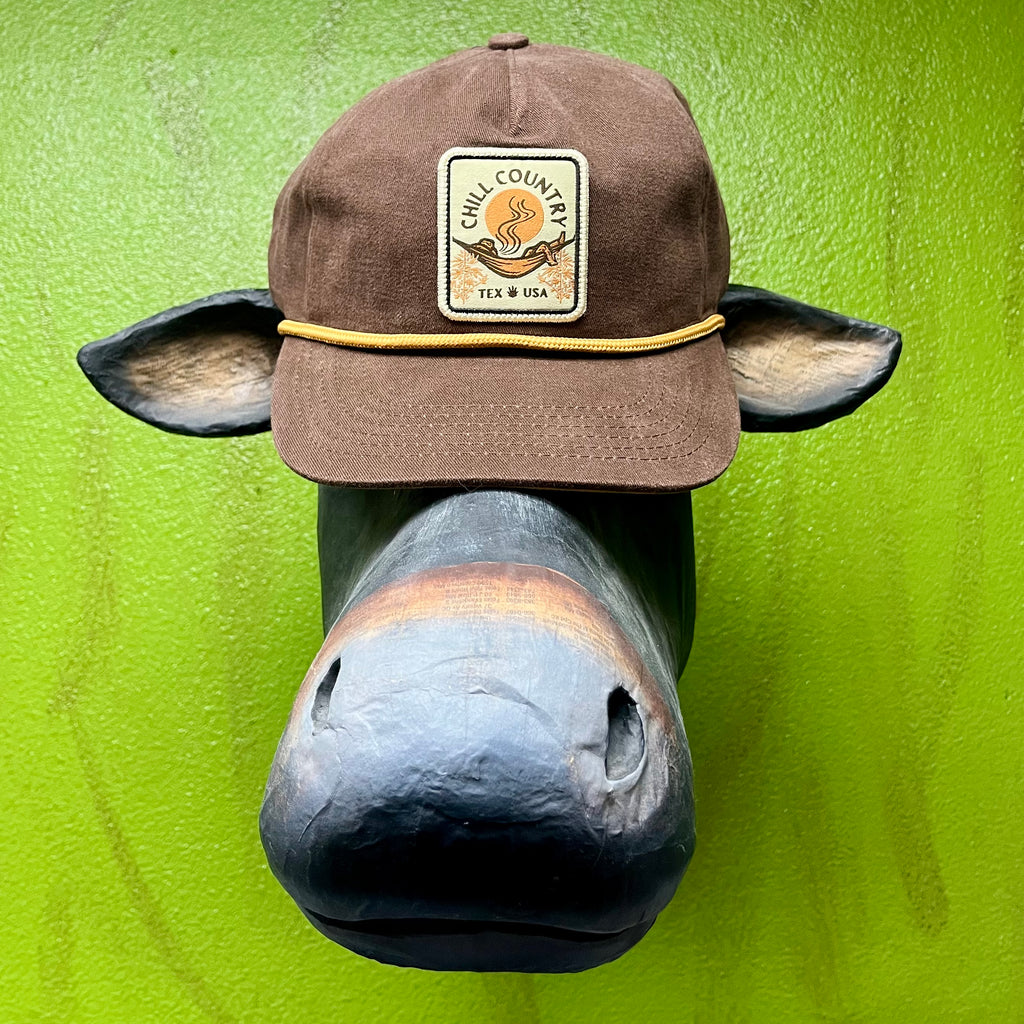 Men's THC Provisions Cap in chocolate, durable construction with stylish Chill Country patch - THCGUD2CLC1CHOC. Available at Blair's Western Wear, Marble Falls, TX.