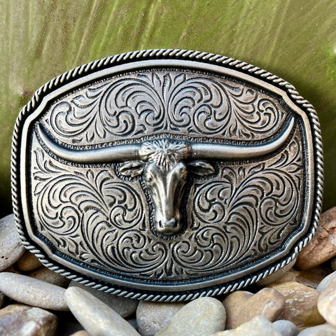 Montana Silversmiths Men's Silver Longhorn Buckle - A993S | Blairs Western Wear