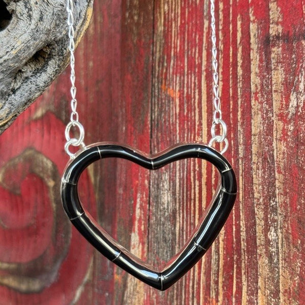 Black Onyx Heart Necklace - T3103-OX - BLAIR'S Western Wear located in Marble Falls TX