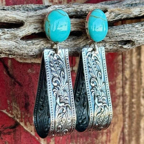 Turquoise Semi-Loop Earring - T1359 - BLAIR'S Western Wear located in Marble Falls TX 