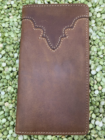 Brown Leather Men's Checkbook Wallet - 06209