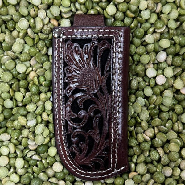 Chocolate & Black Western Tooled Knife Sheath - 1804601