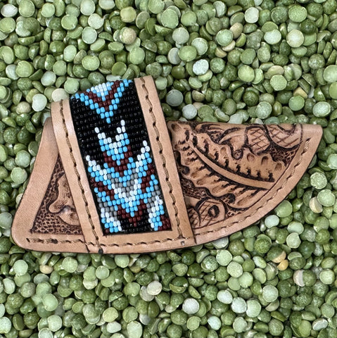 Natural with Black & Turquoise Beading Western Tooled Sheath 29RS46C, Blair's Western Wear Marble Falls, TX