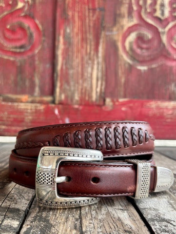 Men's Brown Leather Narrow Dress Belt - 74807 - Blair's Western Wear Marble Falls, TX