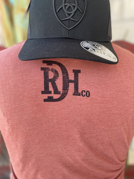 Men's Red Dirt T-Shirt: with Graphic of Sunset on top of a black bird with the word "Red Dirt Hat Company" inside its wingspan - RDHCT119 - BLAIR'S Western Wear located in Marble Falls TX