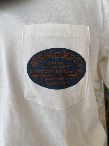 Men's Sendero T-Shirt with Graphic of a Jackalope with the word "Sendero" on top and "Provisions Co" , "Spirit of the west, soul of the wild" and&nbsp;"U.S. Patent Office, ESTD 2014" - JACKALOPE - Blair's Western Wear located in Marble Falls TX