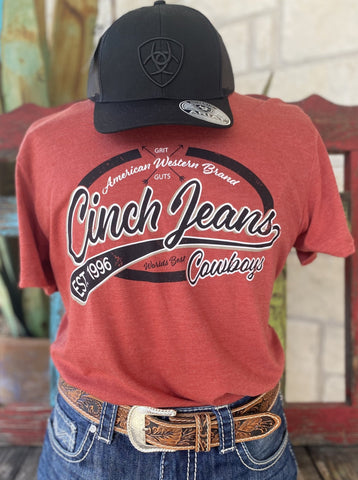 Men's Cinch T-Shirt with Black and White Letters that say&nbsp; "American Western Brand", "Cinch Jeans", "Est.1996" and "World's Best Cowboys" - MTT1690610- BALIR'S Western Wear located in Marble Falls TX