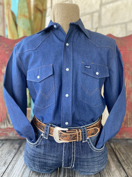 Wrangler Work Shirt Dark Wash - MS70119 - BLAIR'S Western Wear located in Marble Falls TX