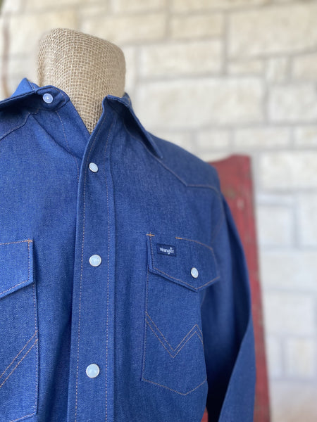 Wrangler Work Shirt Dark Wash - MS70119 - BLAIR'S Western Wear located in Marble Falls TX