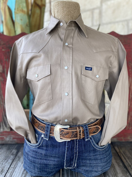 Wrangler Work Shirt in Khaki - MS70319 - BLAIR'S Western Wear located in Marble Falls TX