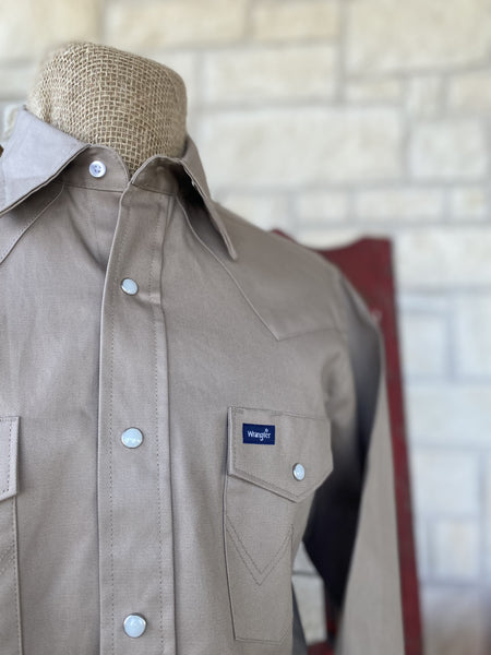Wrangler Work Shirt in Khaki - MS70319 - BLAIR'S Western Wear located in Marble Falls TX