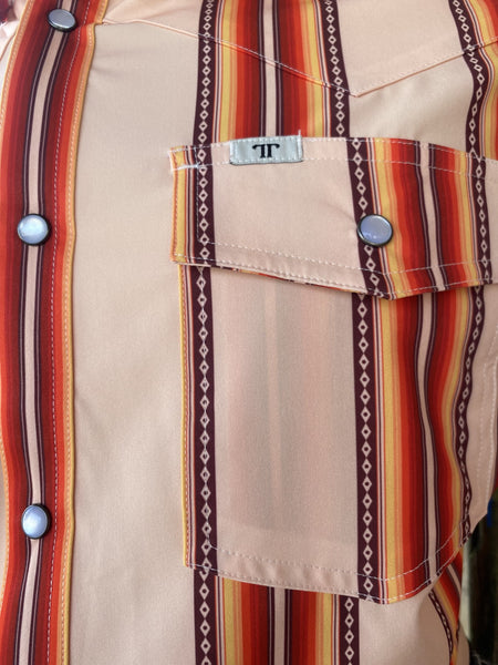 Men's Ferrell Long Sleeve with Red/Yellow/Peach/Orange Aztec Stripes (FPL1002312) - BLAIR'S Western Wear located in Marble Falls TX