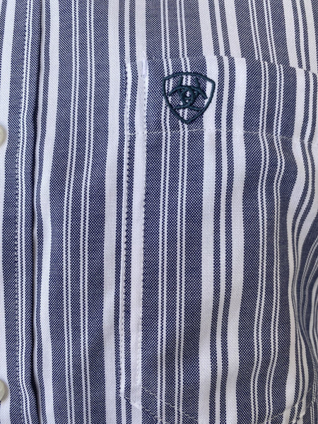 Men's Blue & White Stripes Ariat Long Sleeve - 10051518 - BLAIR'S Western Wear located in Marble Falls TX