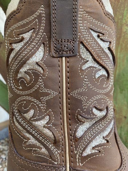 Ariat Kid's Round Up Bliss Boot in Sassy Brown and Gold Glitter - 10046884 - BLAIR'S Western Wear located in Marble Falls TX