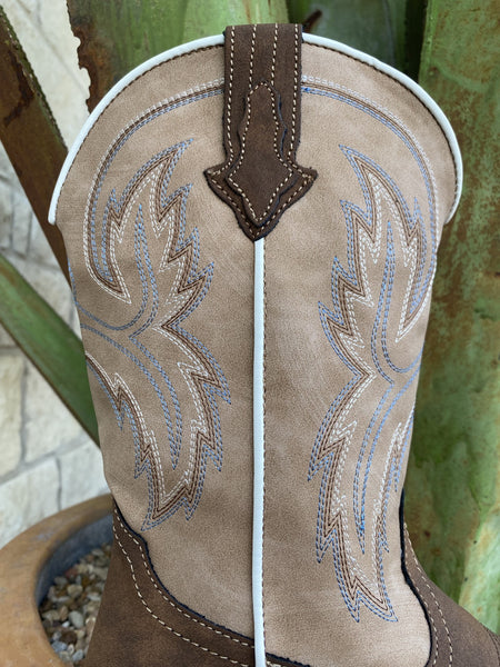 Roper Kid's Boot in Brown & Tan - 91619003368 - BLAIR'S Western Wear located in Marble Falls TX