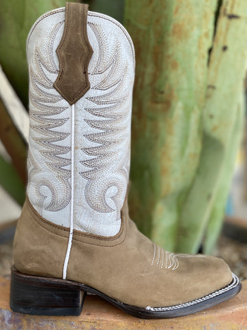 Circle G Kid's White & Brown Boot - J7128 - BLAIR'S Western Wear located in Marble Falls TX