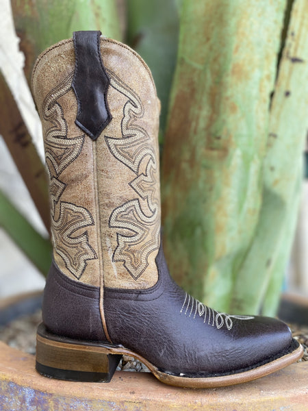 Corral Kid's Chocolate & Straw Boot - T0194 - BLAIR'S Western Wear located in Marble Falls TX