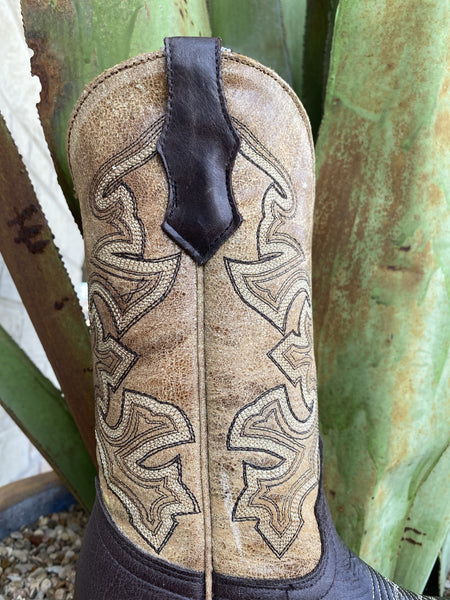 Corral Kid's Chocolate & Straw Boot - T0194 - BLAIR'S Western Wear located in Marble Falls TX