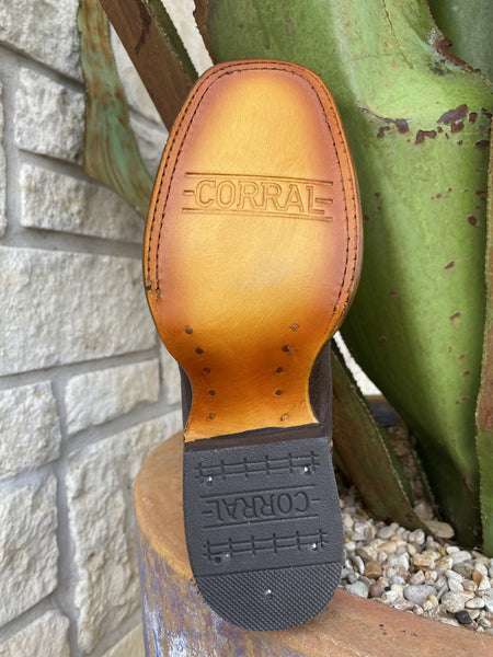 Corral Kid's Chocolate & Straw Boot - T0194 - BLAIR'S Western Wear located in Marble Falls TX