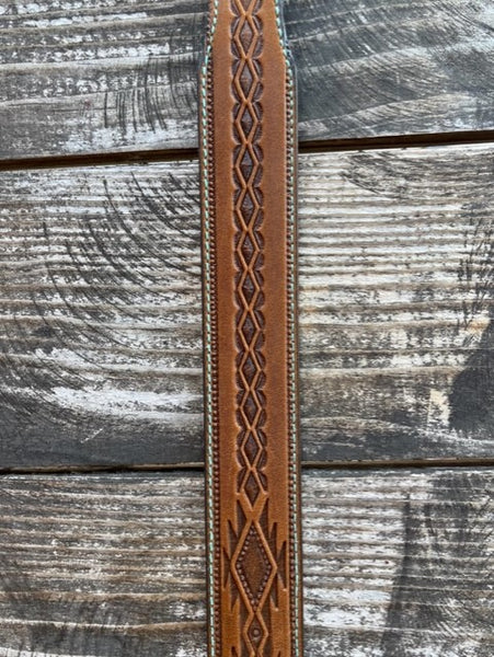 Ladies Brown Tooled Leather Belt with Etched Buckle and Stones - C51299 - BLAIR'S WESTERN WEAR MARBLE FALLS, TX