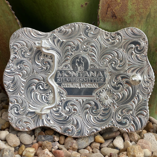 Scalloped Sheridan Style Western Belt Buckle with the Texas State - 61360-610TX - BLAIR'S Western Wear located in Marble Falls TX