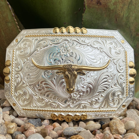 Montana Principle Longhorn Showpiece Belt Buckle - 45410-767M - BLAIR'S Western Wear located in Marble Falls TX