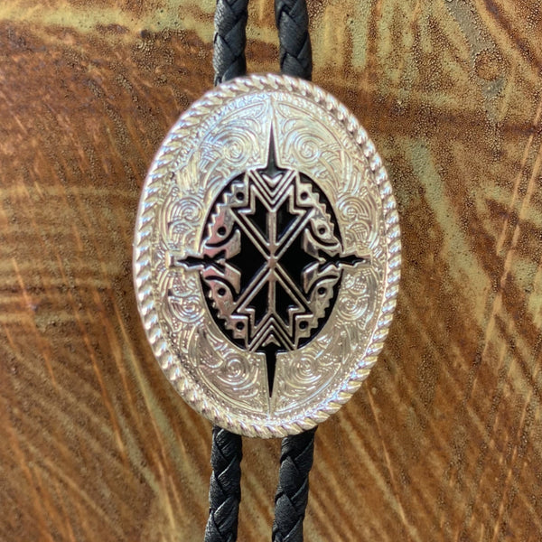 Aztec Bolo with Black Leather and Silver Tips- 2270236 - BLAIR'S Western Wear