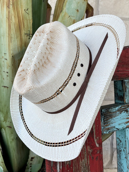 Two tone natural and brown Kids Ariat Cowboy Straw Hat - A73004 - Blair's Western Wear Marble Falls, TX