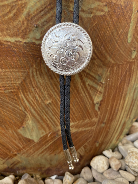 Circle Floral Silver Bolo - 22804 - BLAIR'S Western Wear located in Marble Falls TX