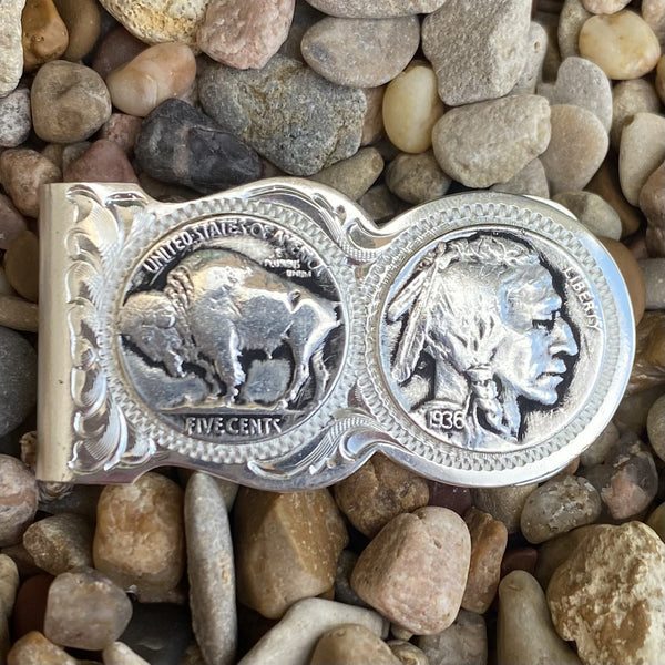 Montana Silversmith Buffalo Indian Nickel Scalloped Money Clip - MCL50 - BLAIR'S Western Wear located in Marble Falls TX