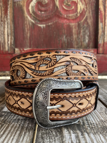 Men's Tooled Leather Belt - D100016302 - BLAIR'S Western Wear located in Marble Falls TX 