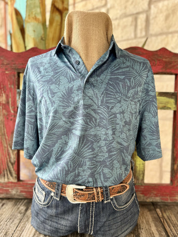 Blue Teal Men's Ariat Short Sleeve Pullover - 10048528 - Blair's Western Wear Marble Falls, TX