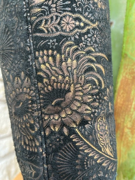 Women's Tall Suede Boot with Mealic Shine in a Tooled Stamp -A4481 - Blair's Western Wear in Marble Falls, TX