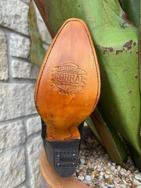 Women's Tall Suede Boot with Mealic Shine in a Tooled Stamp -A4481 - Blair's Western Wear in Marble Falls, TX