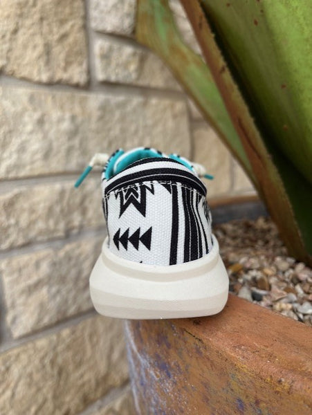 Ladies Aztec Ariat Hilo in Black & White Aztec with Turquoise Accents - 10050929 - Blair's Western Wear in Marble Falls, TX