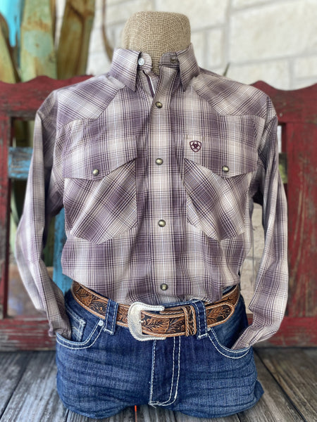 Men's Ariat Tan & Brown Checkers Long Sleeve - 10052333 - BLAIR'S Western Wear  located in Marble Falls TX 