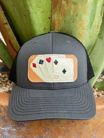 Ladies Tooled Leather Patch Cap with Deck of Cards - CPCRD - Blair's Western Wear Marble Falls, TX 