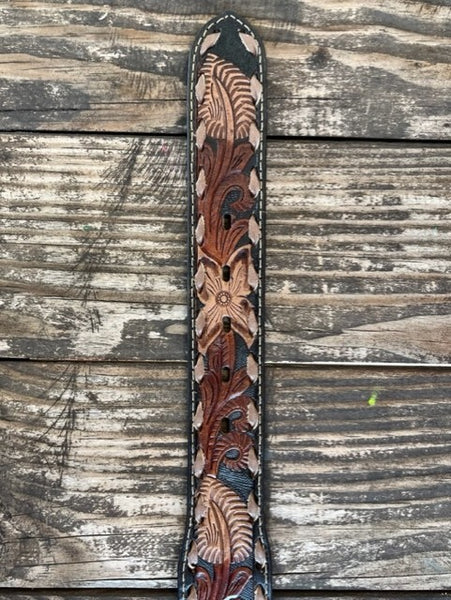 Men's Tooled Leather Belt in Two-Toned Leather - A10416107 - Blair's Western Wear Marbel Falls, TX