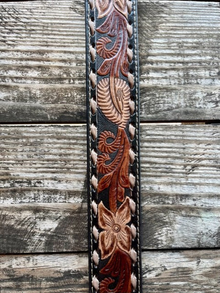 Men's Tooled Leather Belt in Two-Toned Leather - A10416107 - Blair's Western Wear Marbel Falls, TX