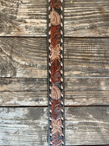 Men's Tooled Leather Belt in Two-Toned Leather - A10416107 - Blair's Western Wear Marbel Falls, TX