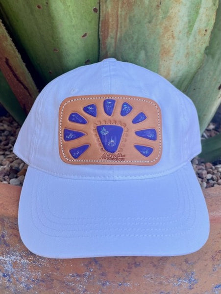 Ladies Cap in White and Purple with Squash Blossom Leather Patch - CPSQSPU - Blair's Western Wear Marble Falls, TX 