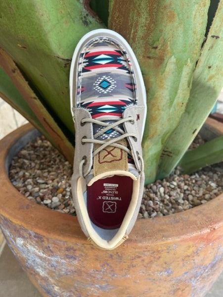 Ladies Twisted X Moccasin in Taupe and Colorful Aztec Design - WCA0097 - Blair's Western War Marble Falls, TX